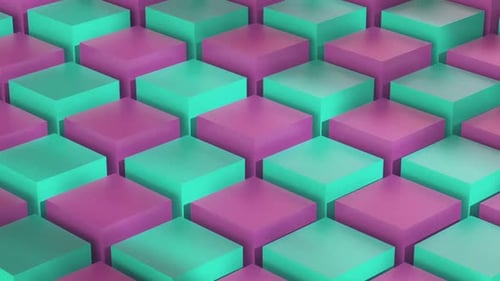 Abstract Geometric Pink and Teal Cubic Grid Wave Background Loop