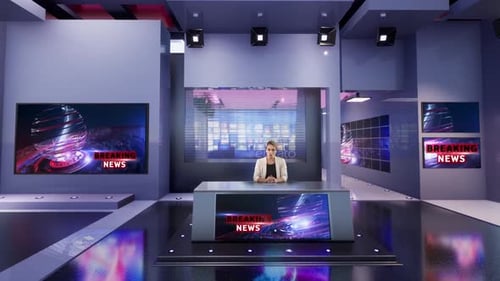 3D Virtual Tv Studio News B9025
