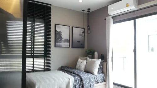 Modern Bedroom Interior with Single Bed