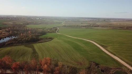 Autumn Landscape Aerial View 01