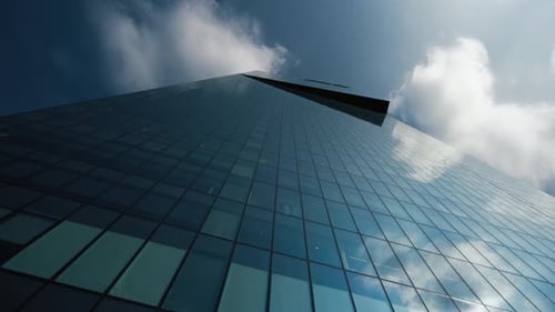 Time lapse of glass mirrored facade