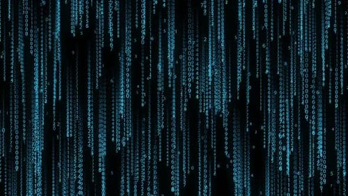 Falling Blue Digital Numbers Data Stream Loop Background