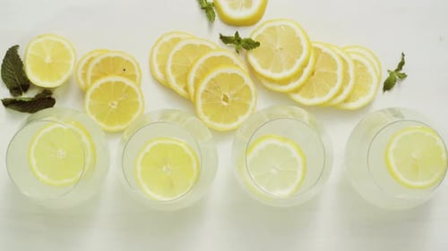 Refreshing Lemonade with Fresh Lemon and Mint