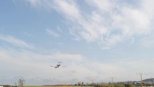 Passengers Airplane Landing in Airport