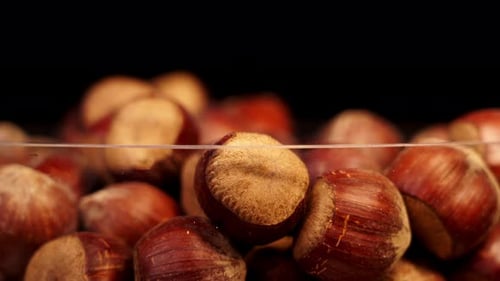 Close Up of Hazelnuts in Glass Bowl