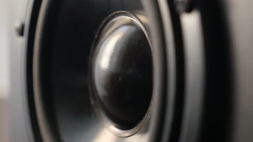 Black Speaker Cone Vibrating Close Up