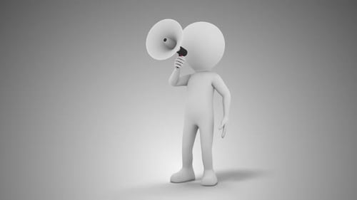 3D Man Speaking With Megaphone Loop