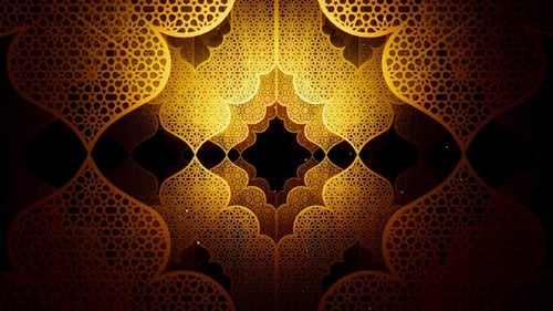 Golden Islamic Art Loop Background with Tunnel Effect