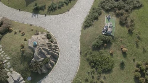 Flying over beautiful park "Georgia in Miniatures"