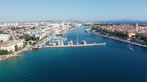 Drone Footage Aerial View of Zadar Marina Croatia