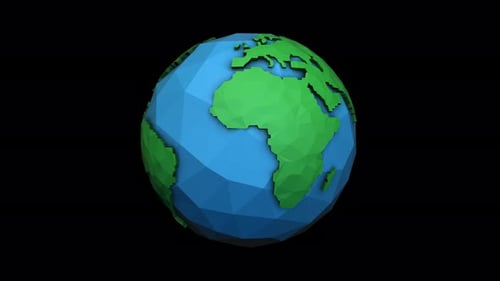 Animated Low Poly Earth Globe Rotation