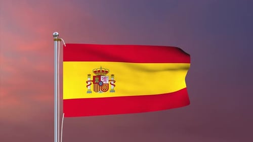 Realistic Waving Spain Flag Animation Loop