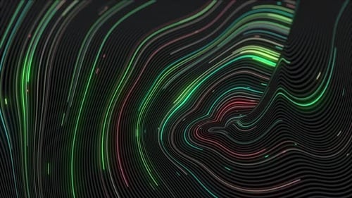 Abstract Glowing Wavy Lines Digital Data Flow Background