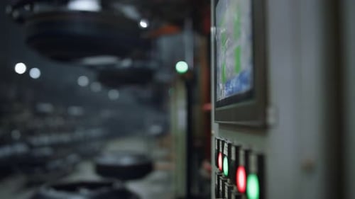 Worker Hands Tapping Screen Modern Manufacturing Digital Machine at Factory