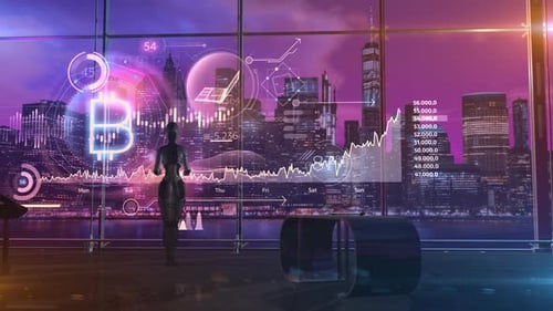 Futuristic Bitcoin Holographic Data Interface Animation