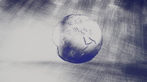 Looped Motion Graphics of Earth Model in Sketch Drawing