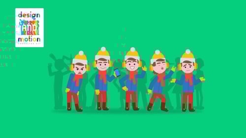 Animated Flat Design Christmas Winter Boy Character Actions