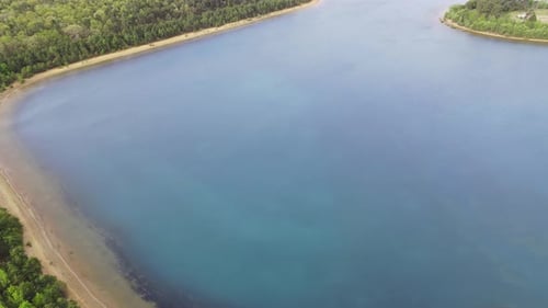 Aerial View of Pond on a Sunny Summer Day Forest Panorama