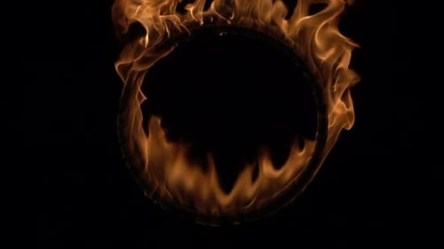 Fiery Ring of Fire on Black Background