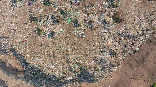 Aerial View. Garbage Pile in Trash Dump. Environmental Pollution From Consumerism Household