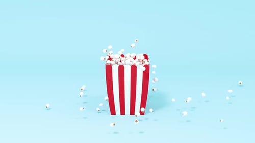 Scattered popcorn, sweet food.