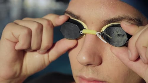 Closeup of Swimmer's Face with Glasses