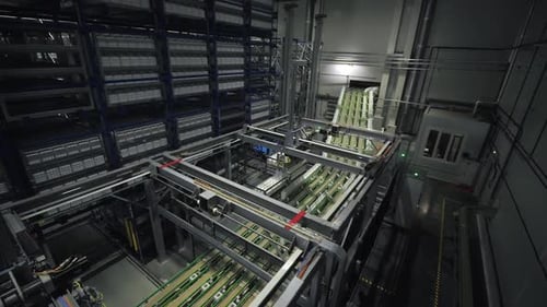 Verladen von Waren auf dem Förderband