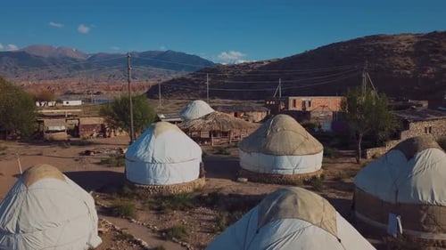 Yurts In Traditional Kyrgyz Style, Issyk Kul Lake