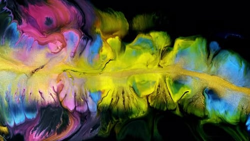 Colorful Ink Flowing on Black Background