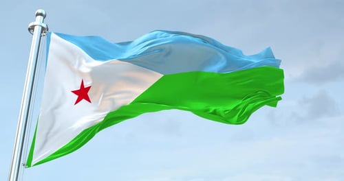 Djibouti National Flag Waving Realistic Loop