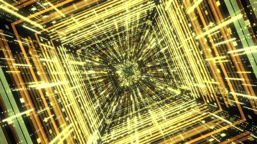 Abstract psychedelic tunnel formed by many square frames