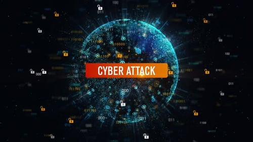 Futuristic Cyber Attack Digital Network Security Animation