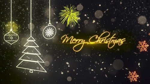 Elegant Glowing Merry Christmas Title Reveal with Festive Particles