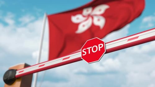 Abre Boom Gate en la bandera de Hong Kong