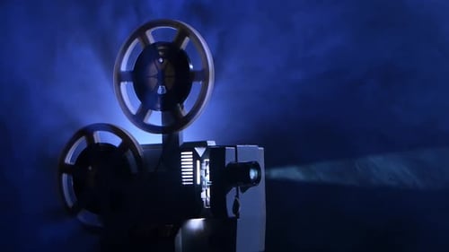 Vintage 8mm Projector with Blue Light and Smoke