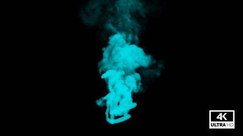 Rising Turquoise Fluid Ink Smoke Effect with Alpha Channel