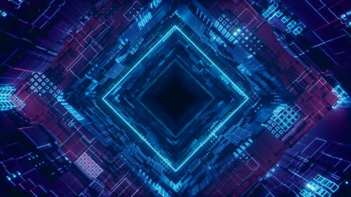 Futuristischer Neontunnel von Rhombus