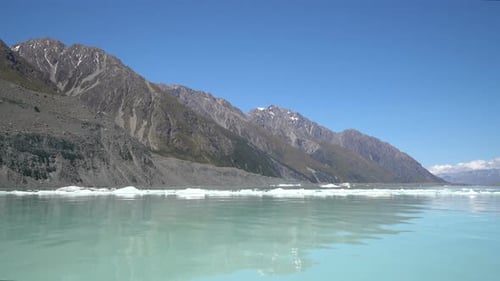 Tasman Glacier in Aoraki Mt Cook National Park, New Zealand.