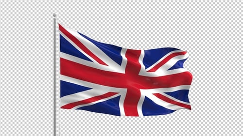 Realistic Waving Union Jack Flag Alpha Loop