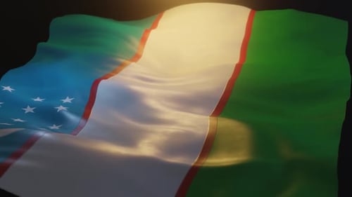 Realistic Waving Uzbekistan Flag Animation
