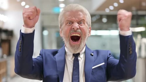 Senior Businessman Celebrates Success