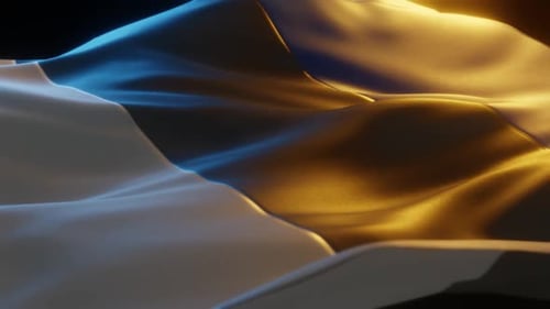 Abstract Waving Cloth Loop with Dynamic Blue and Gold Lighting