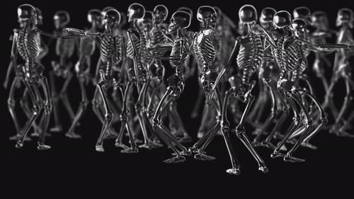 Metallic Skeletons Dancing for Halloween Party