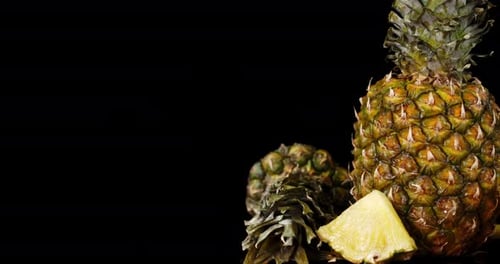 Fresh Pineapple Still Life on a Black Background