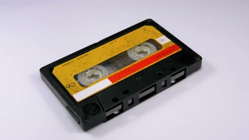 Retro Audio Cassette Tape on White Surface
