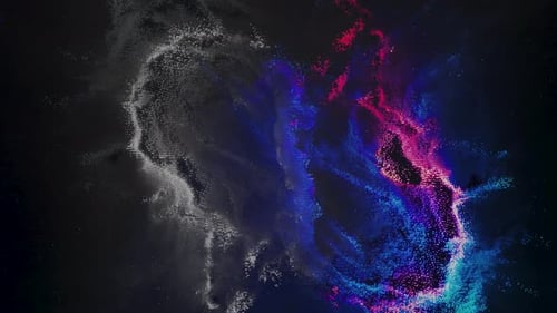 Abstract cosmic background with stars and cloud of blue and pink colors, seamless loop