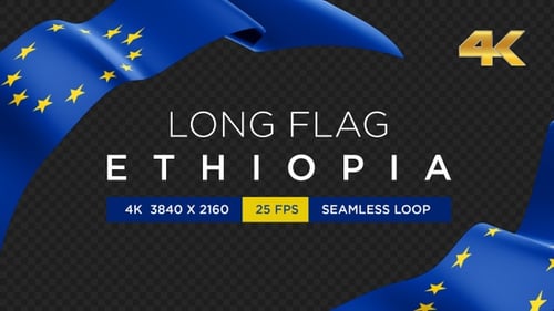 Realistic Waving European Union Flag Animated Elements