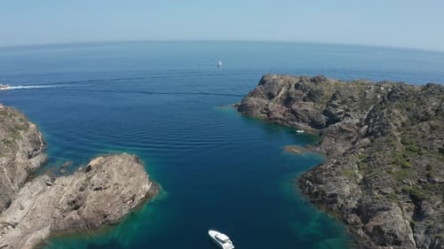 Aerial Shot of Sailboat in Blue Mediterranean Sea
