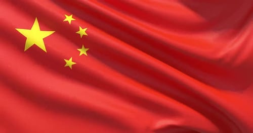 Waving Chinese Flag Realistic Seamless Animation