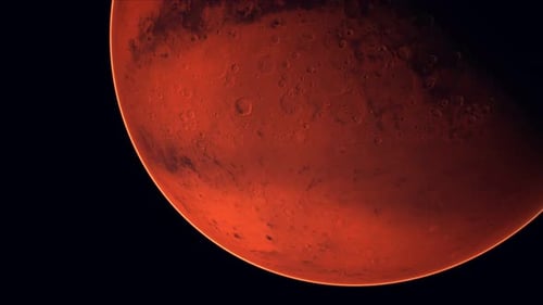 Red Planet Mars Slowly Rotating in Outer Space